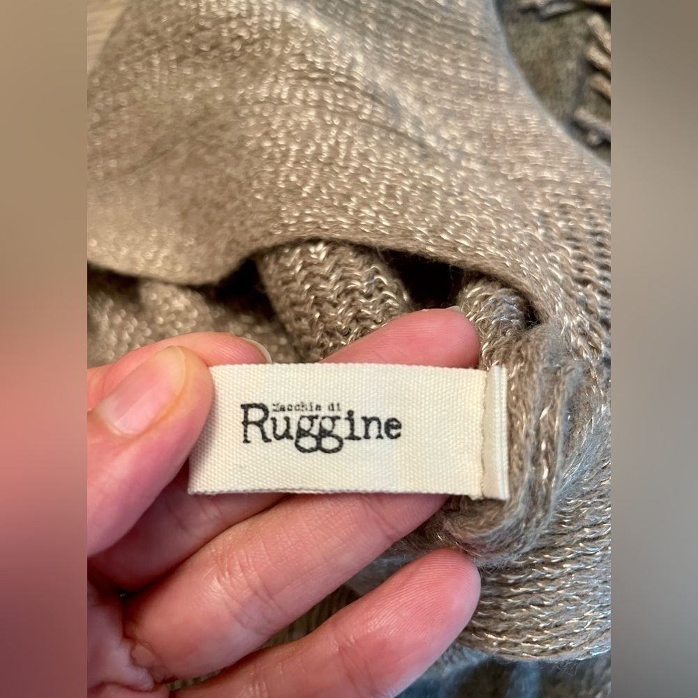 Ruggine Knit Fringe Poncho Shrug Wrap Taupe Brown Tan - Picture 10 of 12